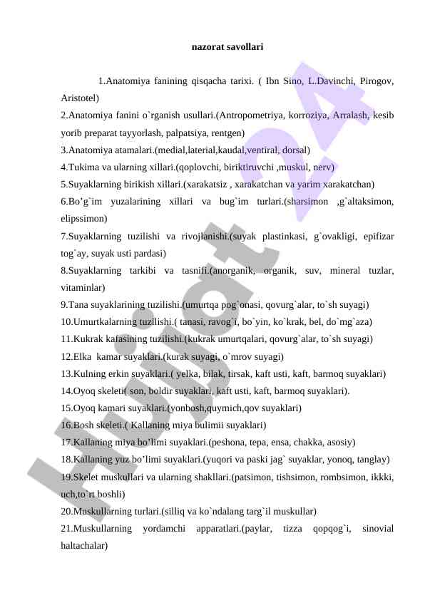 Anatomiya fanining qisqacha tarixi va o‘rganish usullari
