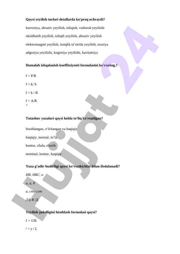Yeyilish turlari va formulalari haqida ma'lumot