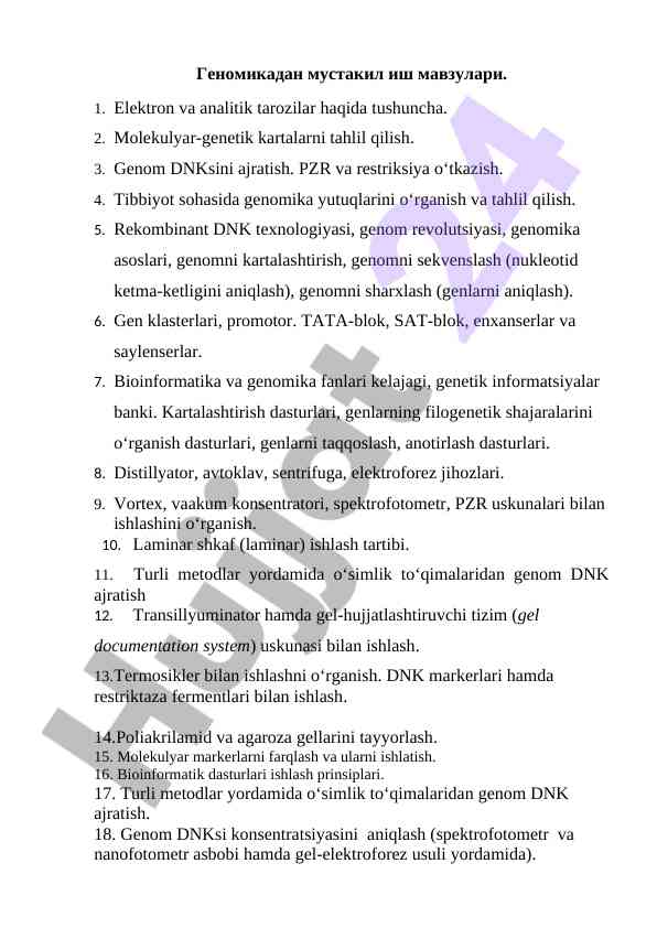 Genomika va genetik tahlil usullari