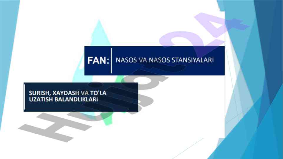 Nasos qurilmalarining o'rnatilishi va ishlatilishi