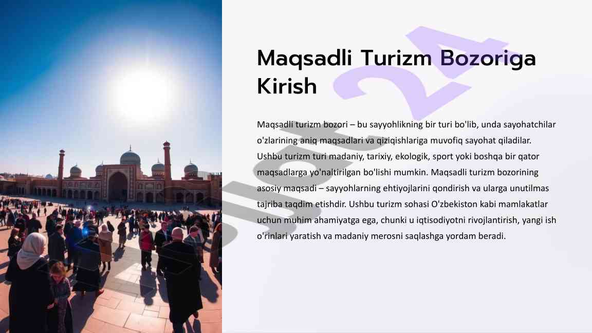 Maqsadli turizm bozorining ta'rifi va rivojlanishi