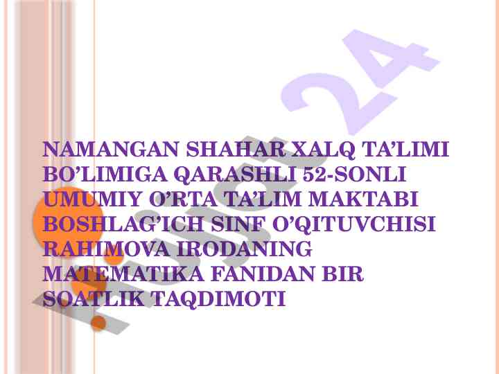 Matematika fanidan taqdimot 3-sinf ta'limi