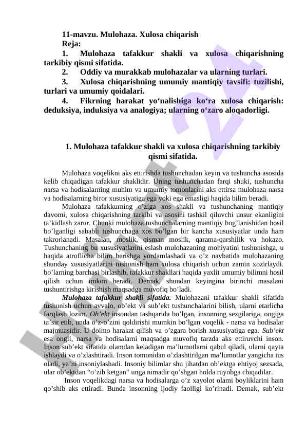 Mulohaza va xulosa chiqarish mantiqi