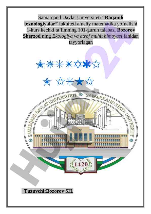 Atmosfera havosini muhofaza qilish huquqiy me’yori