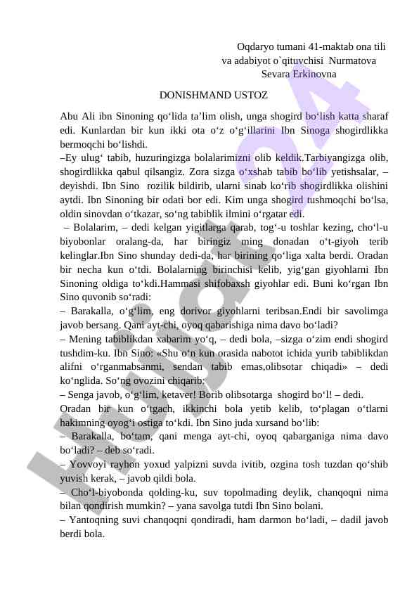 Ibn sinoning shogirdligi va ta'lim tarzi