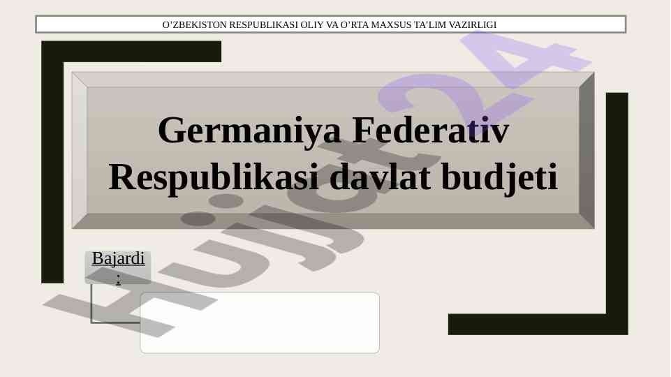 Germaniya davlat budjeti tizimi va jarayonlari