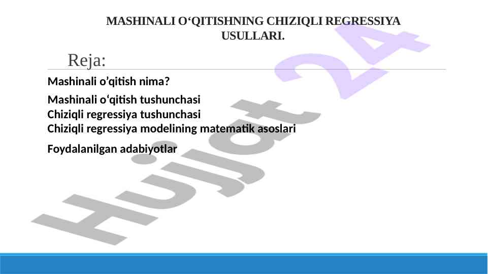 Mashinali o'qitishning chiziqli regressiya usullari