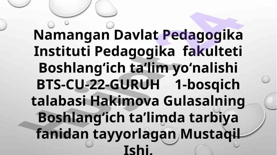 Boshlang'ich ta'limda ota-onalar bilan ishlash