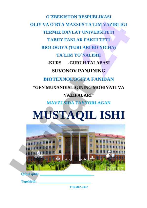Gen muhandisligining mohiyati va vazifalari