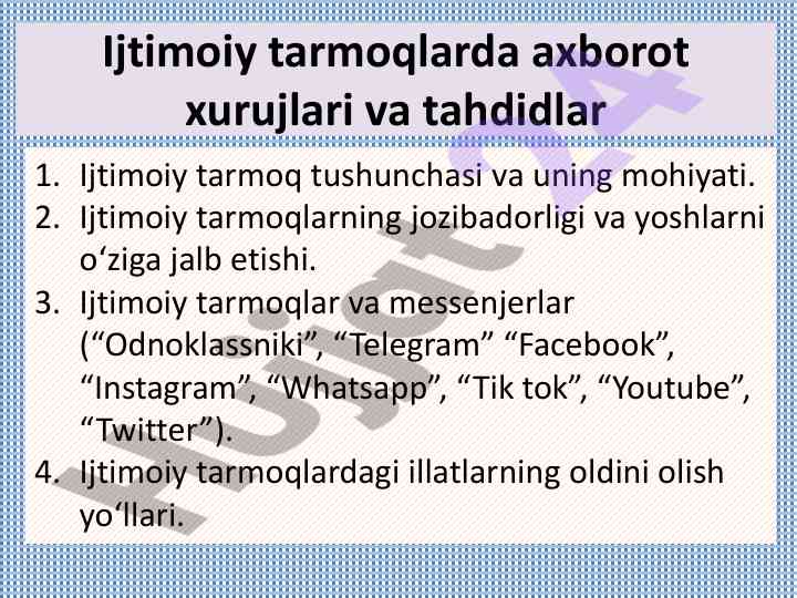 Ijtimoiy tarmoqlarda axborot xurujlari va tahdidlar