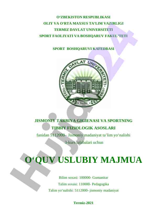 Jismoniy tarbiya gigiyenasi va sportning tibbiy asoslari