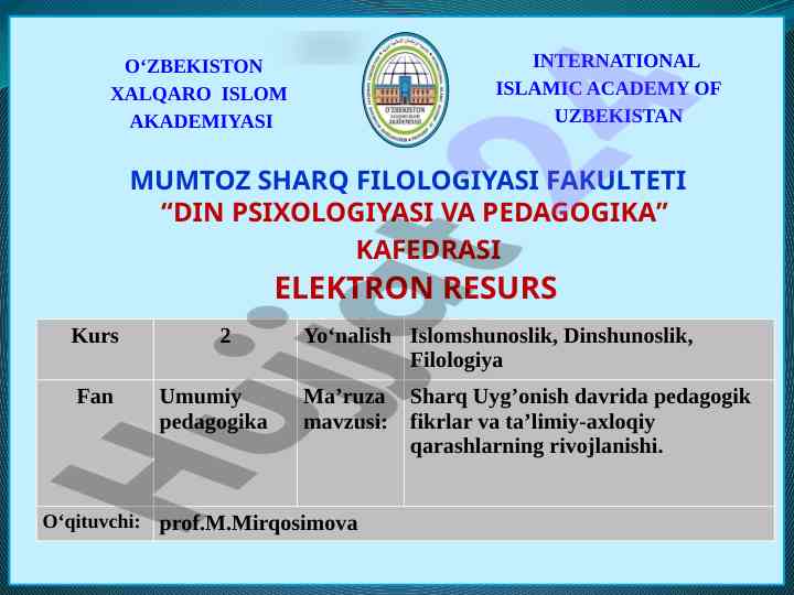 Pedagogika tarixi va tarbiyaviy qarashlar