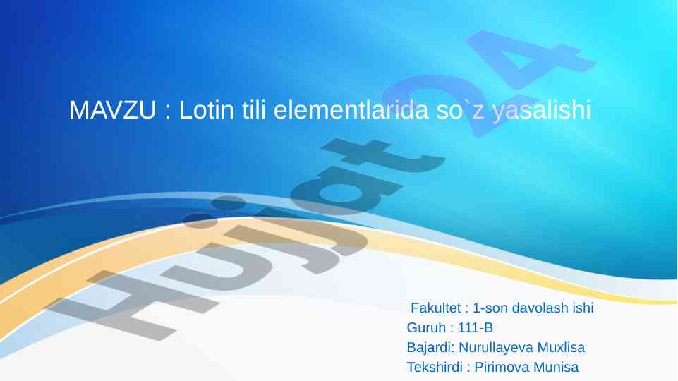 Lotin tili elementlarida so'z yasalishi metodlari