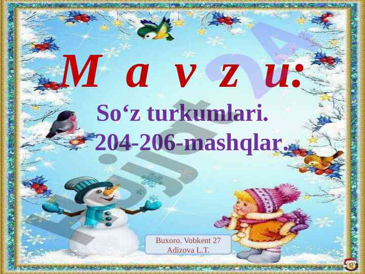 So‘z turkumlari mashqlari buxoroda o‘tilgan