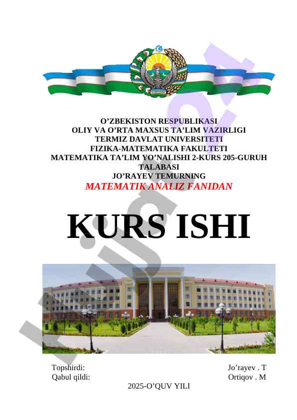 Ikki karrali integral xossalari mavzusi
