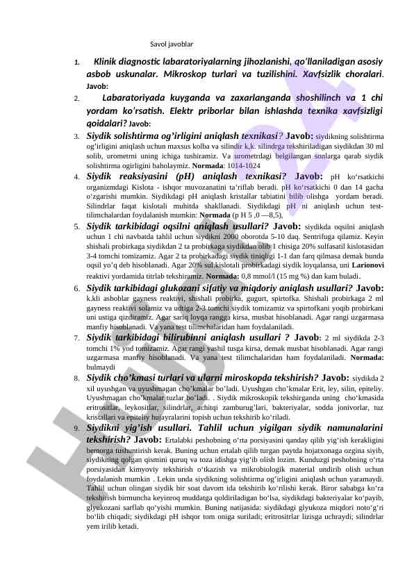Klinik diagnostik laboratoriyalar asboblari va xavfsizlik