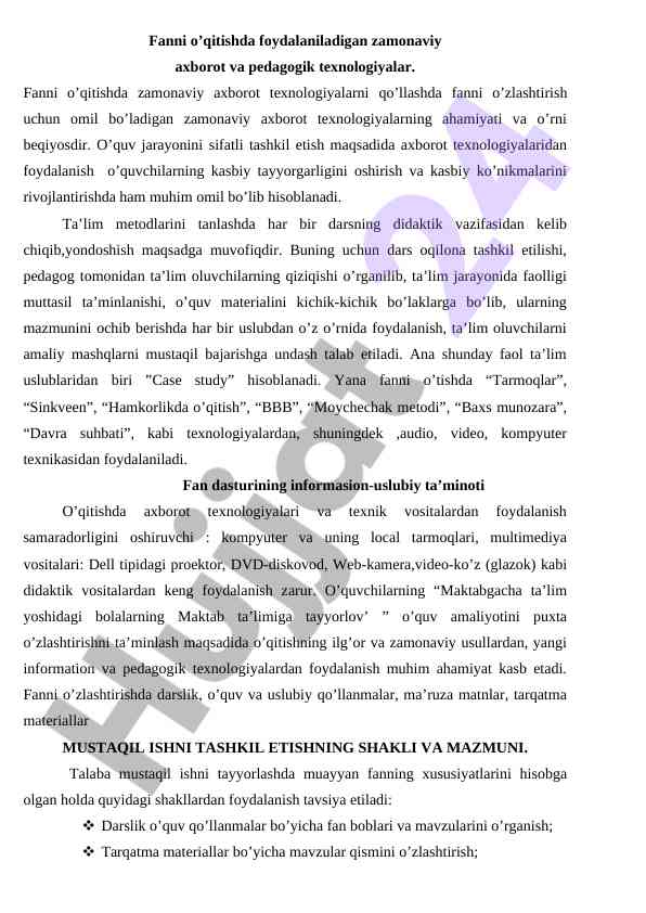 Zamonaviy axborot texnologiyalarining taʼlimdagi ahamiyati