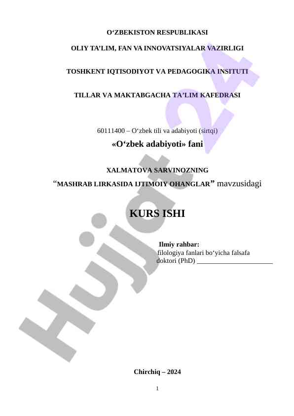 O‘zbek adabiyotida ijtimoiy ohanqlar analizi