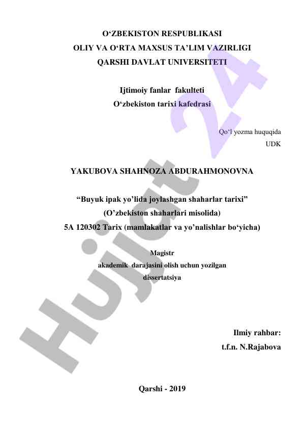 Buyuk ipak yo'lida joylashgan shaharlari tarixi