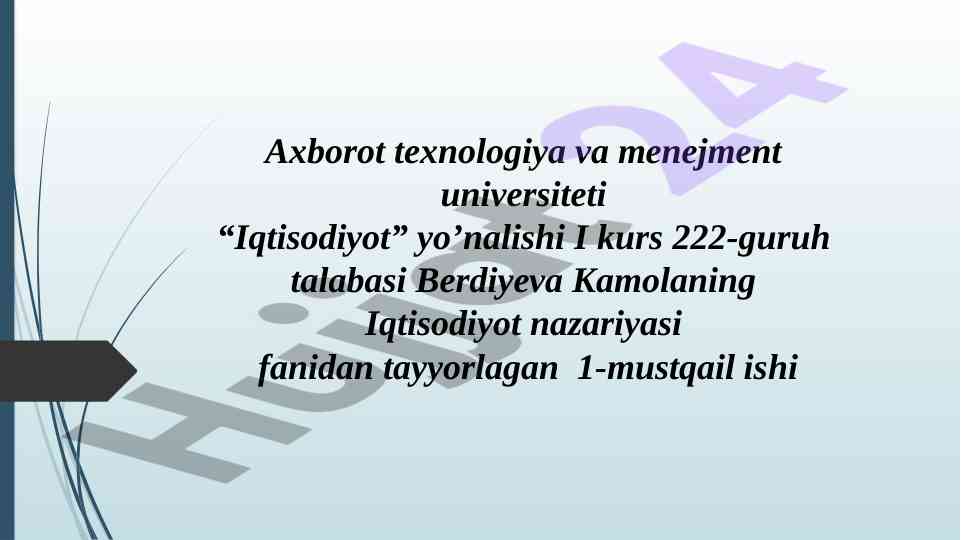 Iqtisodiy muvozanatni taminlash shartlari