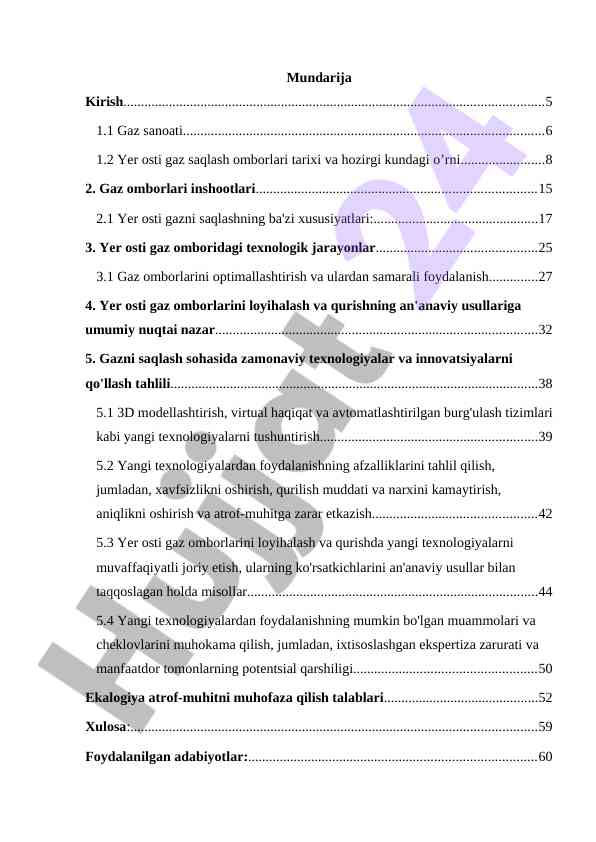 Yer osti gaz omborlarini loyihalash va qurish