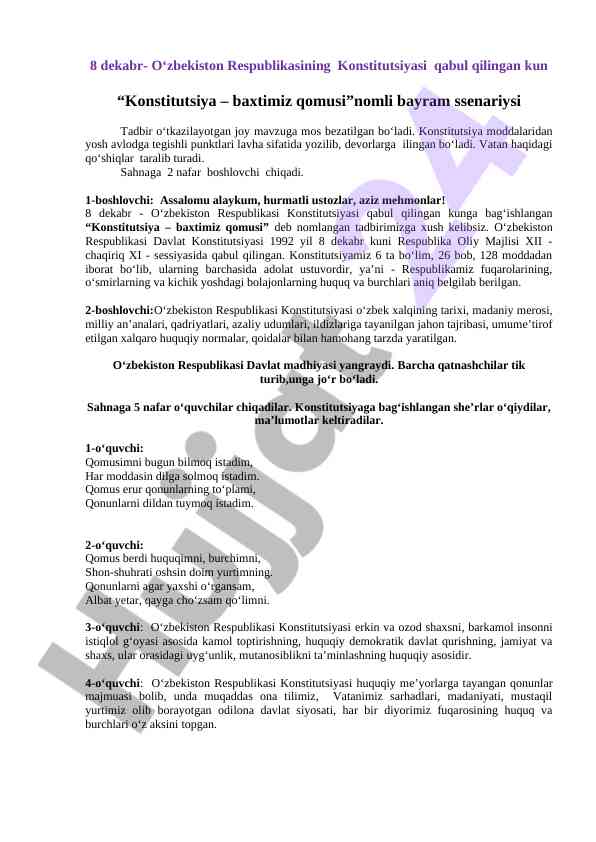 Konstitutsiya - baxtimiz qomusi bayram ssenariysi