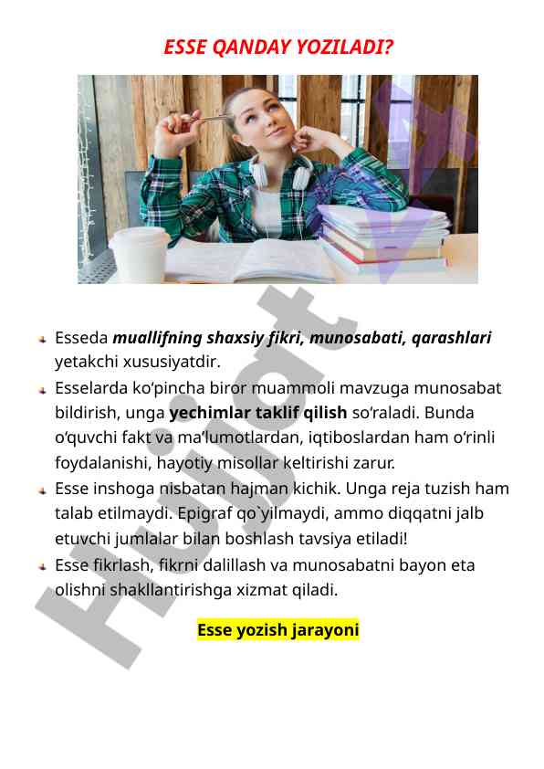 Esse yozish jarayoni haqida ma'lumotlar