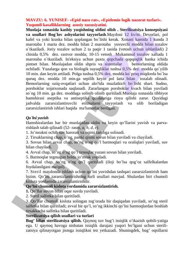 Epidemik nazorat va yuqumli kasalliklar profilaktikasi