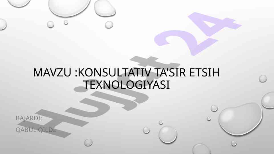 Konsultativ ta'sir etsih texnologiyasi tahlili