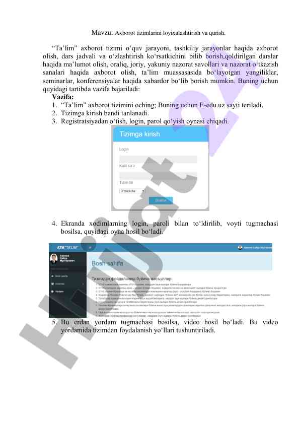 Axborot tizimlarini loyihalashtirish va qurish