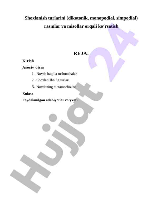 Shoxlanish turlarini misollar bilan ko'rsatish