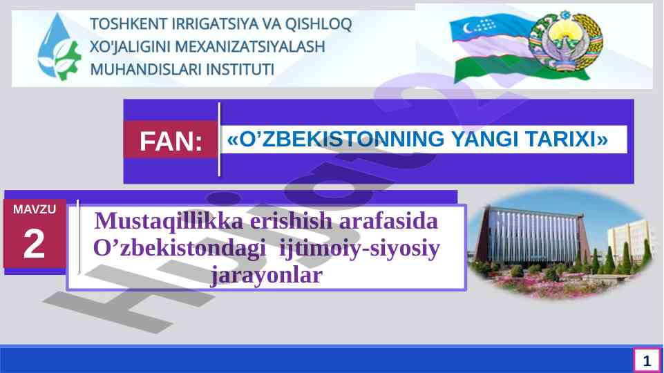 Ijtimoiy-siyosiy jarayonlar o'zbekistonda mustaqillik arafasida