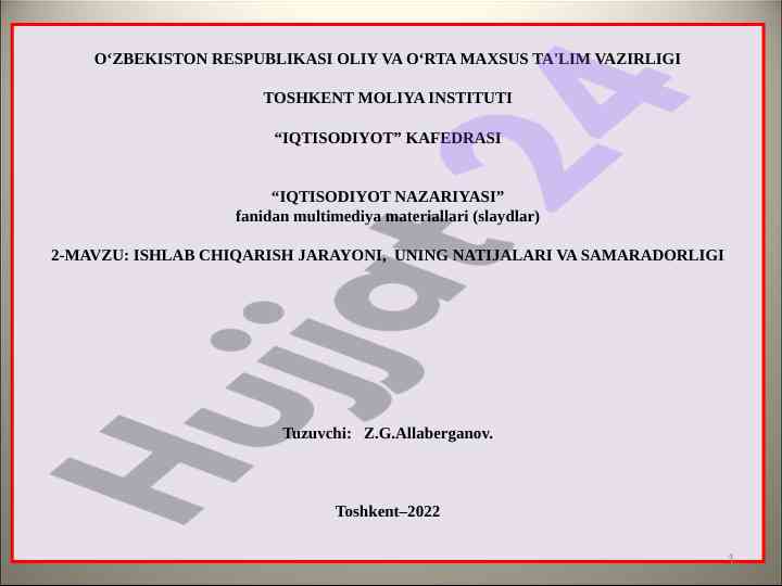 Ishlab chiqarish jarayoni va samaradorligi
