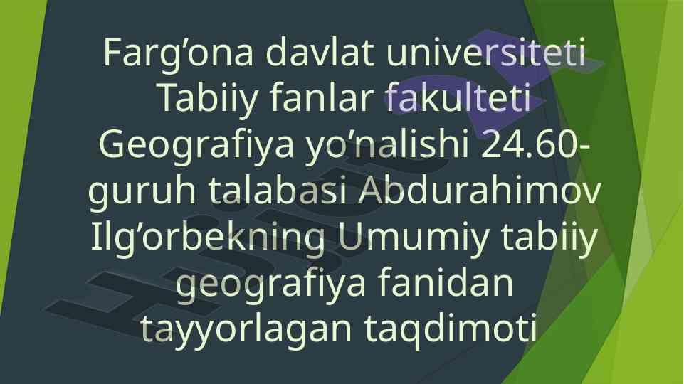 Gidrosfera va uning tarkibiy qismlari