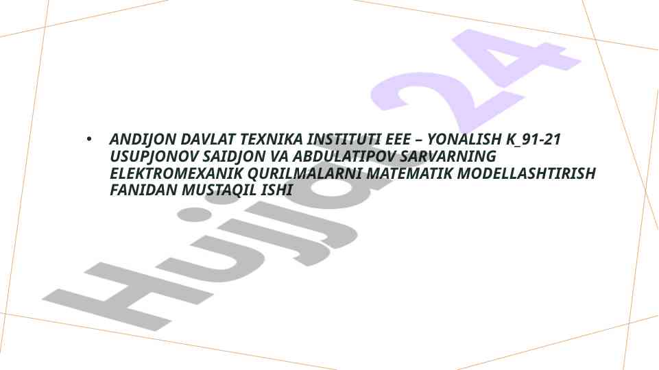 Passiv elementlarning matematik modellashtirish
