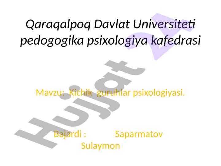 Kichik guruhlar psixologiyasi mavzusi tahlili