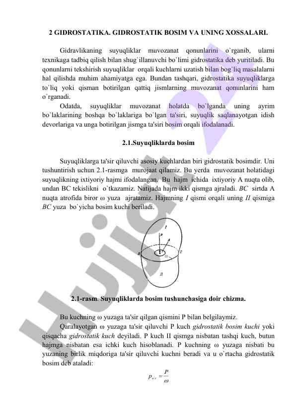 Gidrostatik bosim va uning xossalari