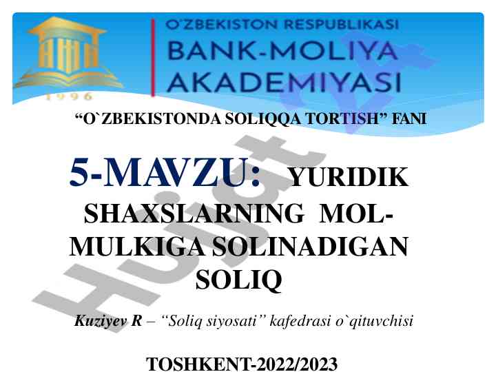 Yuridik shaxslarning mol-mulkiga solinadigan soliq