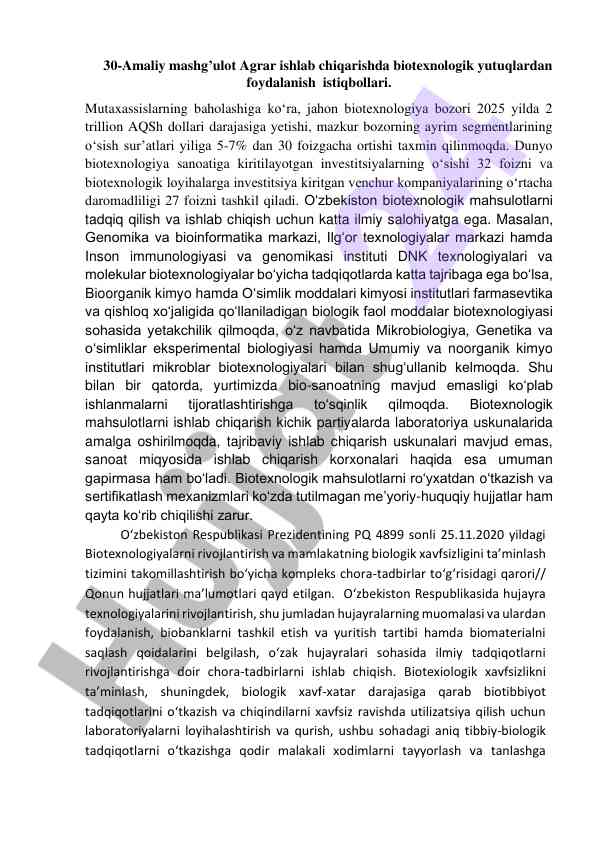 Biotexnologik yutuqlar va agrar ishlab chiqarish