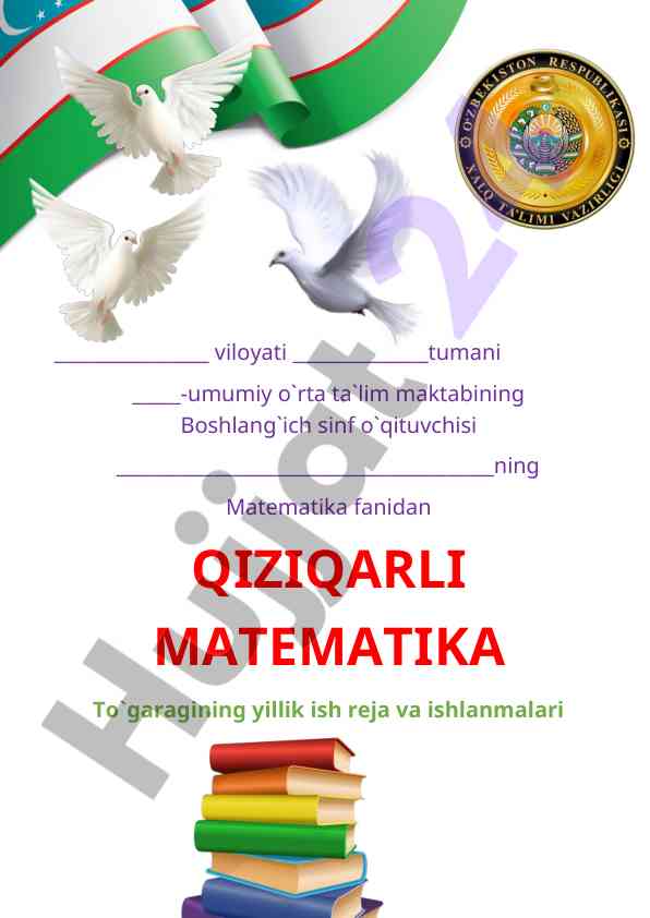 Qiziqarli matematika to'garagining yillik ish reja