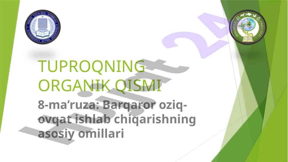 Tuproqning organik qismi va oziq-ovqat ishlab chiqarish