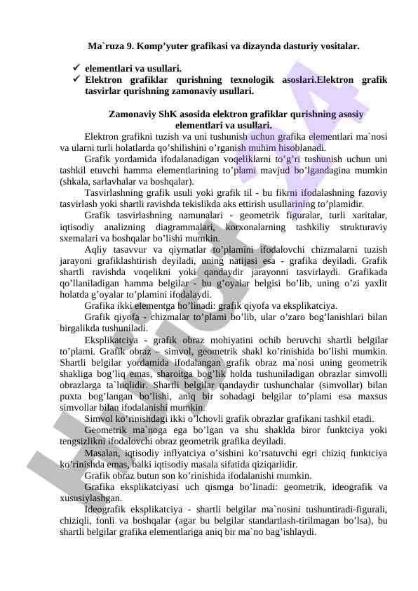Komp’yuter grafikasi va dizaynda dasturiy vositalar