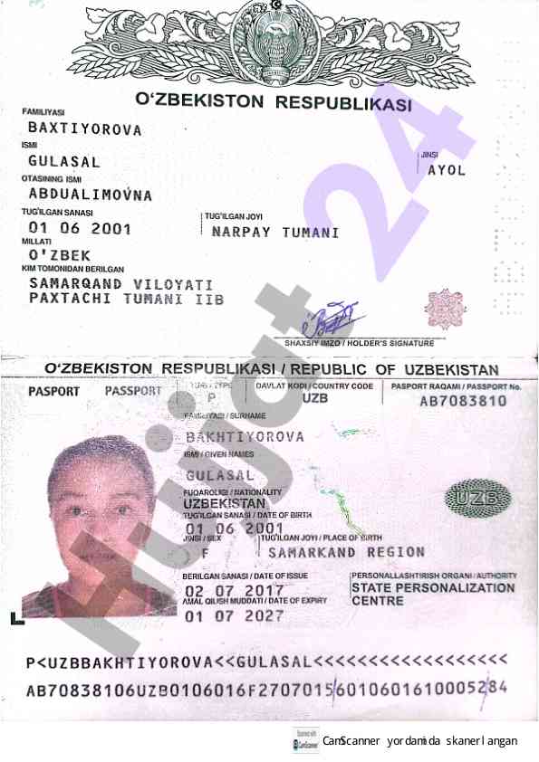 Camscanner yordamida skanerlangan materiallar