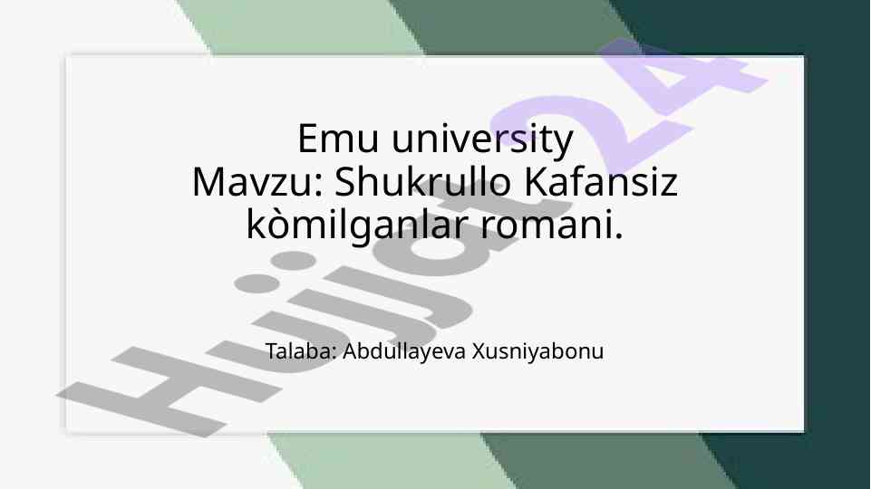 Kafansiz Ko‘milganlar Romanining Tahlili