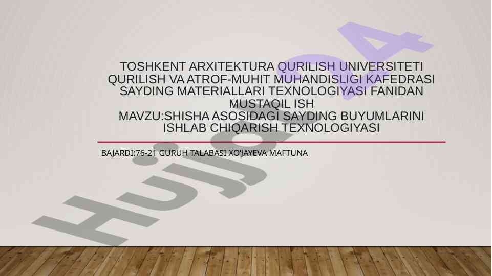 Shisha asosidagi sayding buyumlari ishlab chqarish texnologiyasi