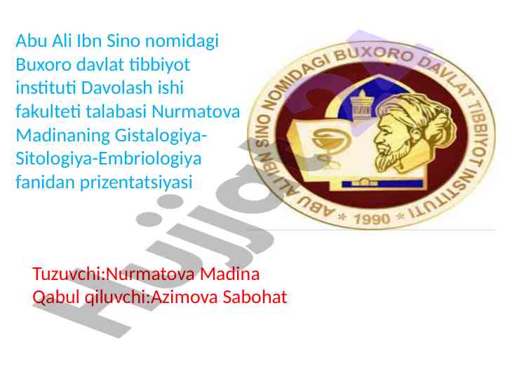 Gistalogiya-sitologiya-embriologiya fani prizentatsiyasi