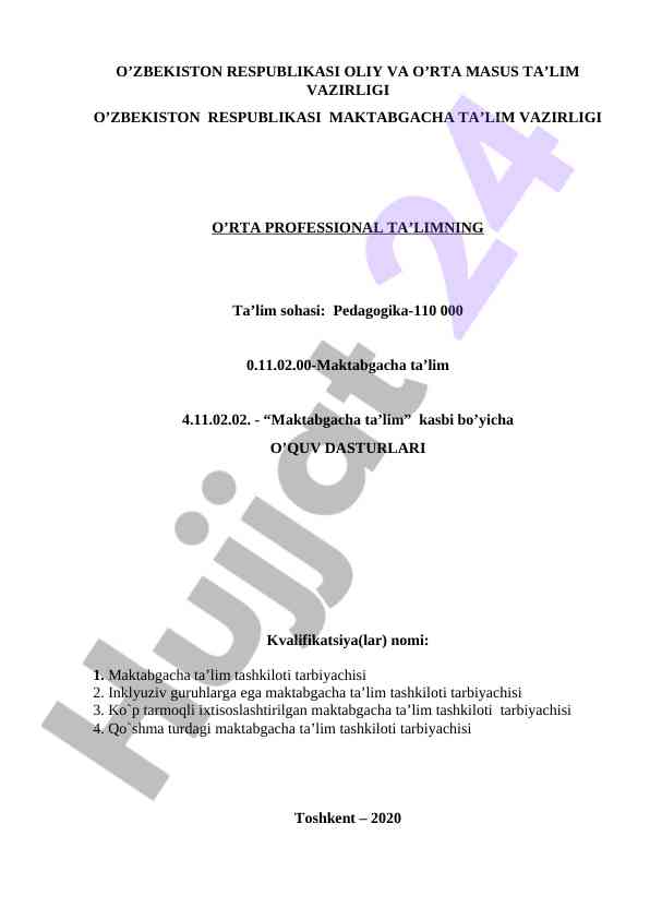 Maktabgacha Ta'lim Dasturlari
