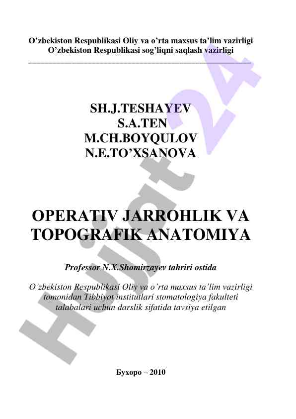 Operativ jarrohlik va topografik anatomiyada darslik