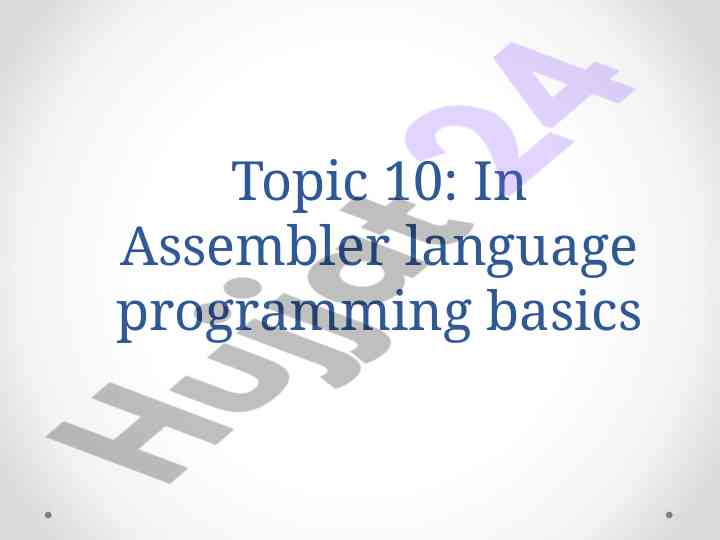 Assembler tilida dasturlash asoslari