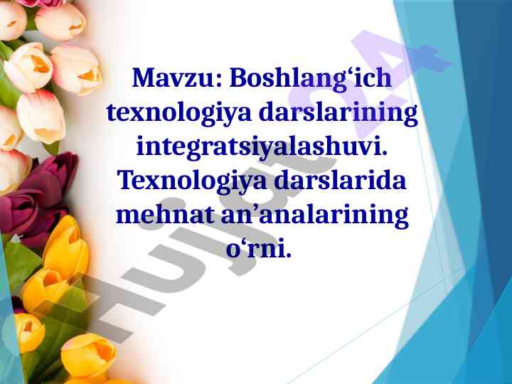 Boshlang'ich texnologiya darslarining integratsiyalashuvi
